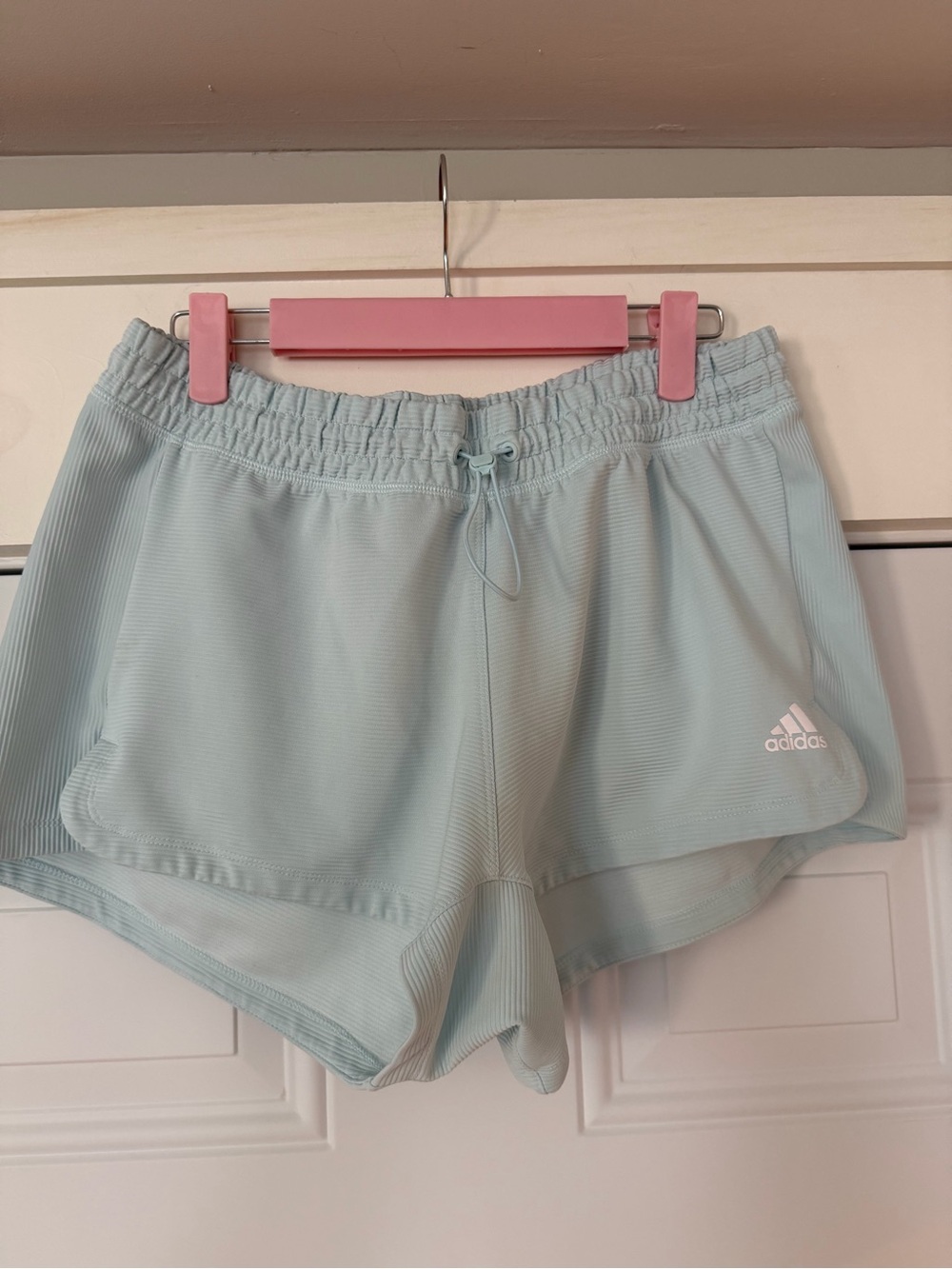 adidas Light Blue Athletic Shorts with Drawstring Waist